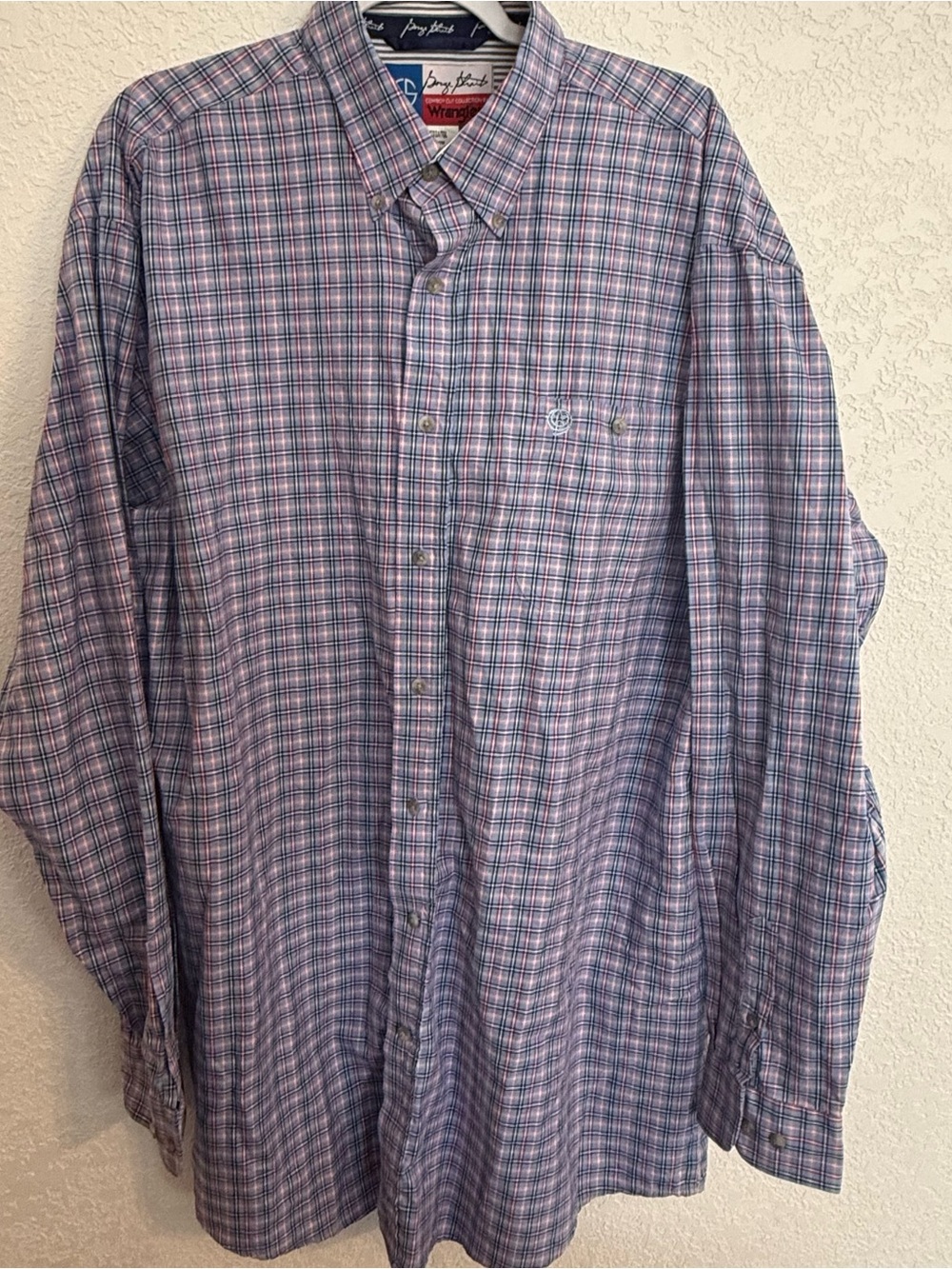 George Strait Wrangler Blue Plaid Button-Down Shirt